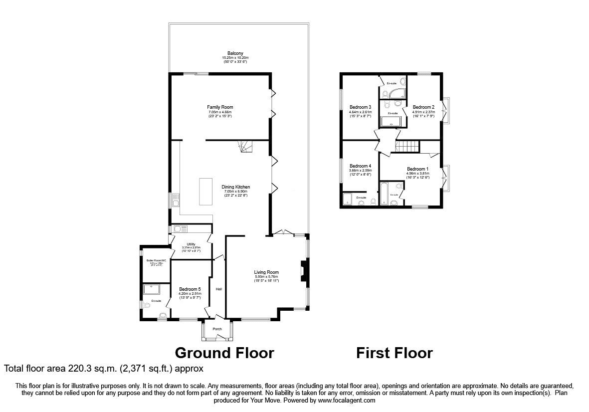 Floorplan of 5 bedroom Detached House for sale, Llanymynech, Powys, SY22