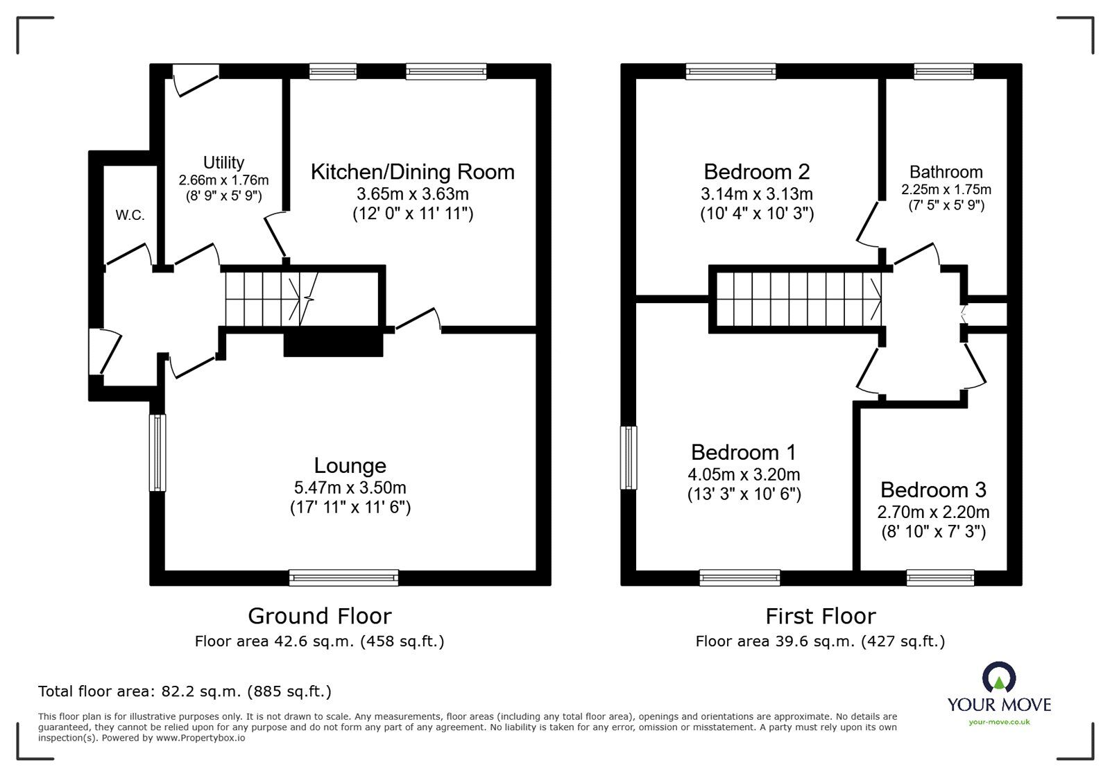Floorplan of 3 bedroom End Terrace House for sale, Beech Grove, Oswestry, Shropshire, SY11