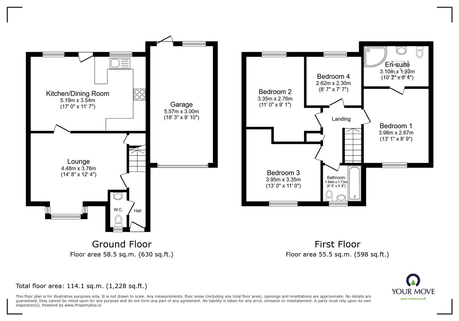 Floorplan of 4 bedroom Detached House for sale, Pleasant Gardens, Ellesmere Road, Oswestry, SY11