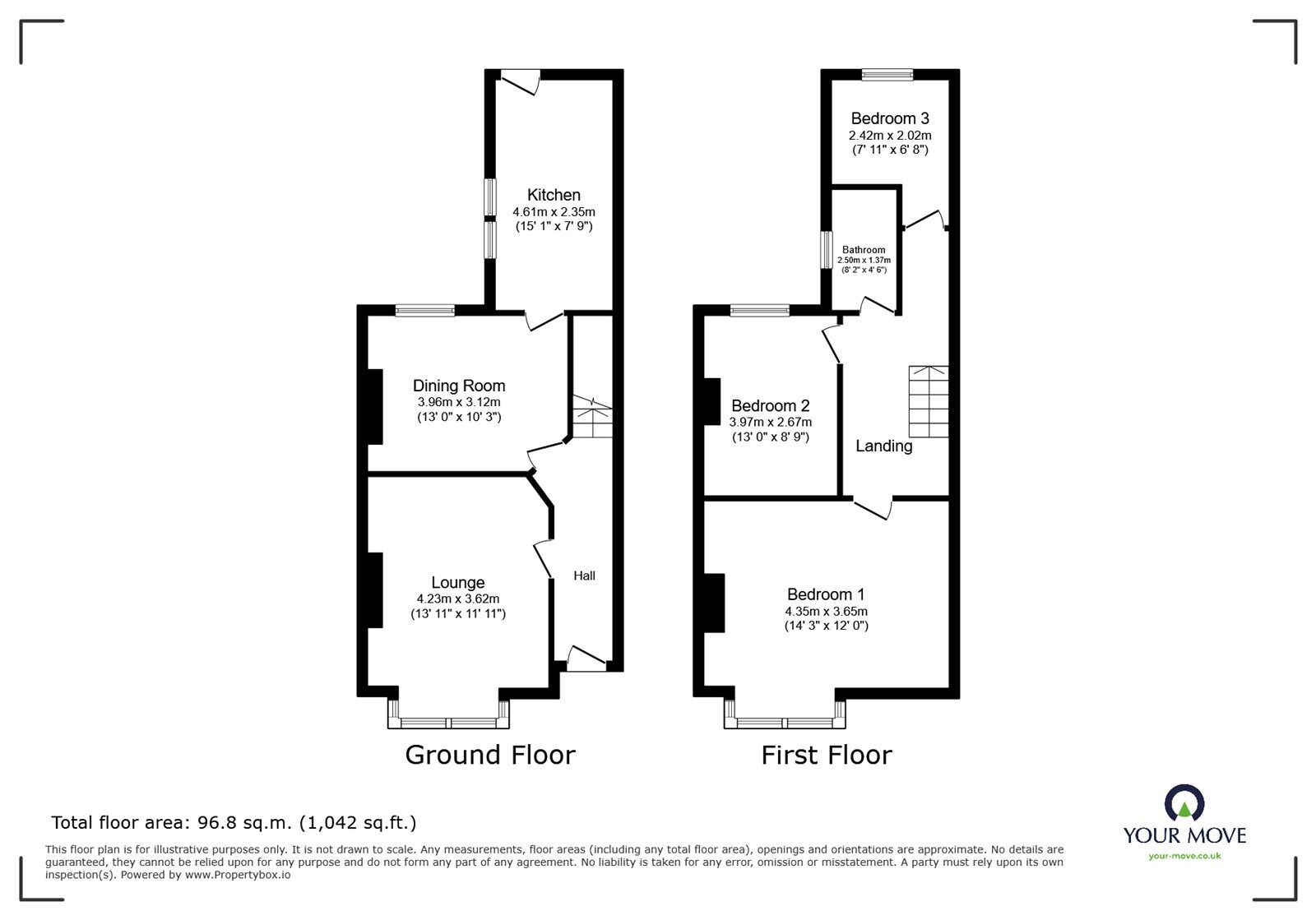 Floorplan of 3 bedroom Mid Terrace House for sale, Lloyd Street, Oswestry, Shropshire, SY11