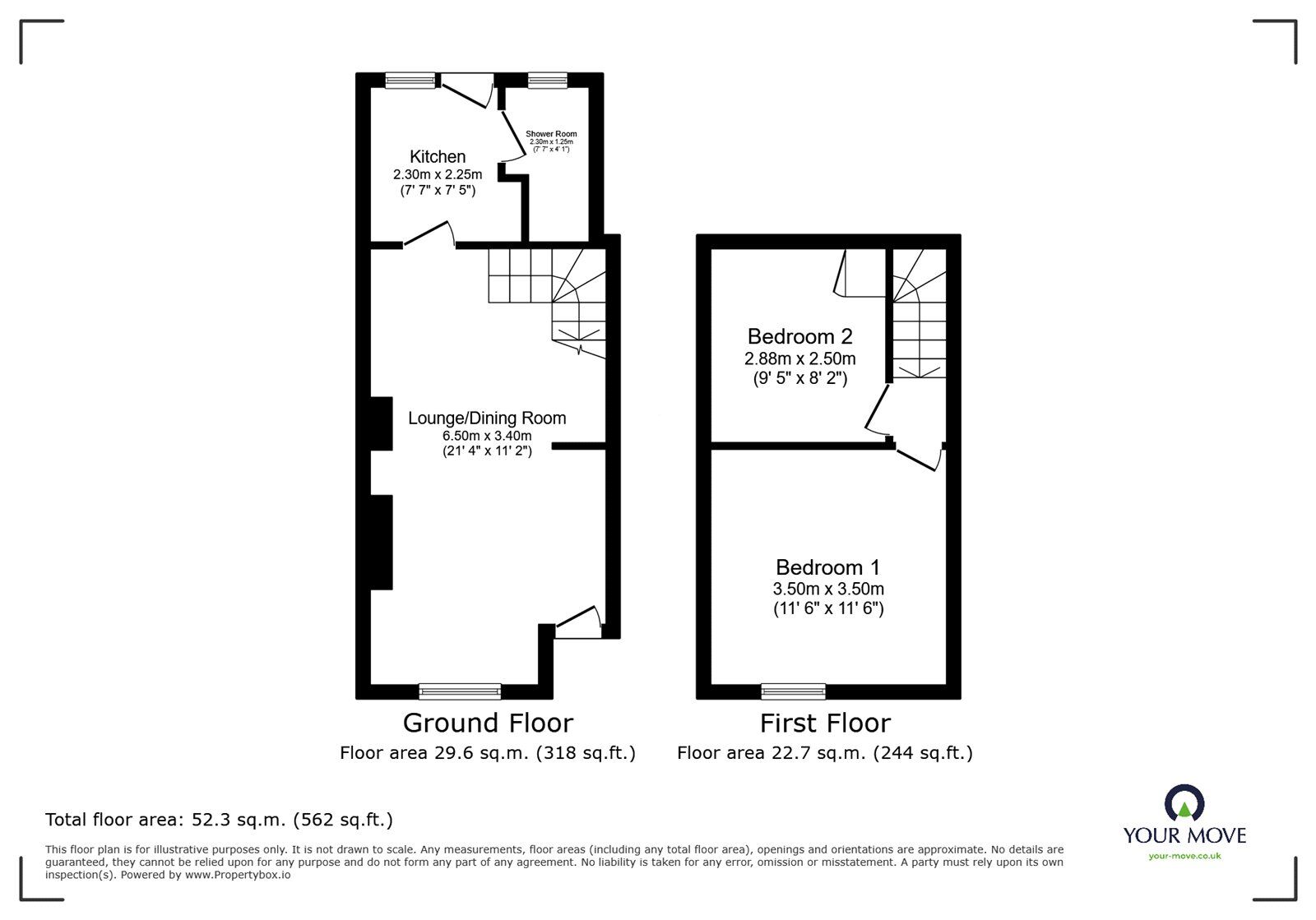 Floorplan of 2 bedroom Mid Terrace House to rent, Prince Street, Oswestry, Shropshire, SY11