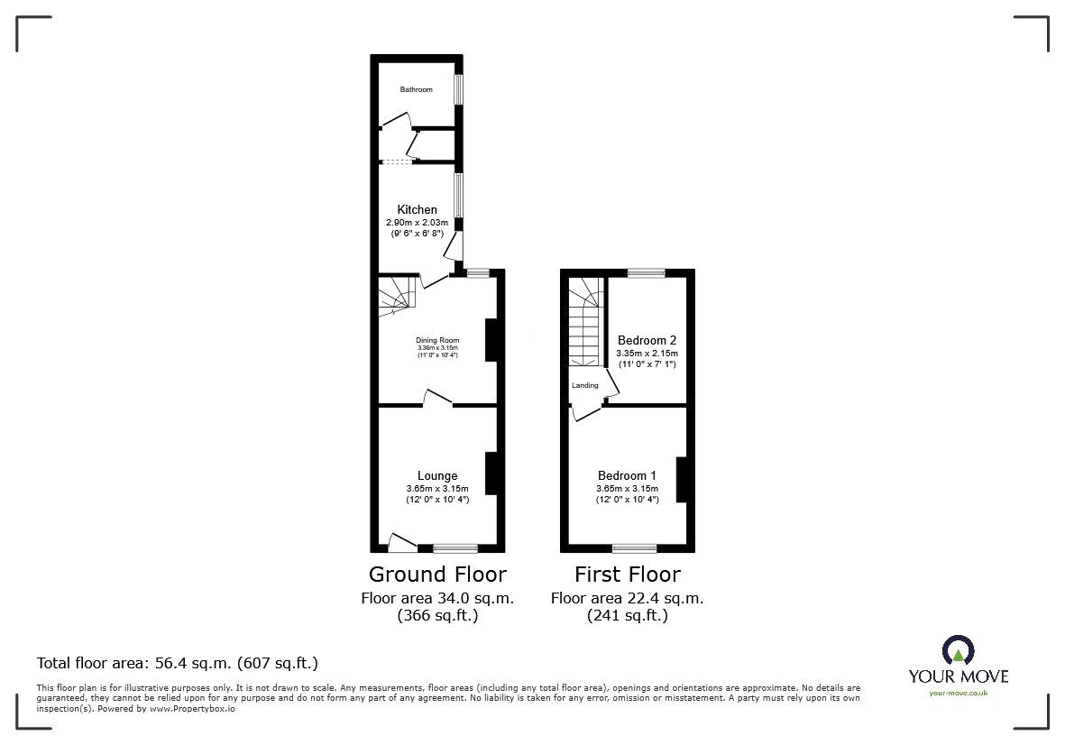 Floorplan of 2 bedroom Mid Terrace House to rent, Park Avenue, Oswestry, Shropshire, SY11