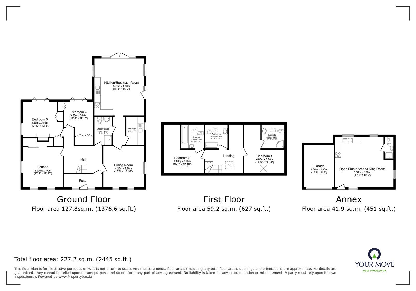 Floorplan of 4 bedroom Detached House for sale, Sodylt Bank, Dudleston, Shropshire, SY12
