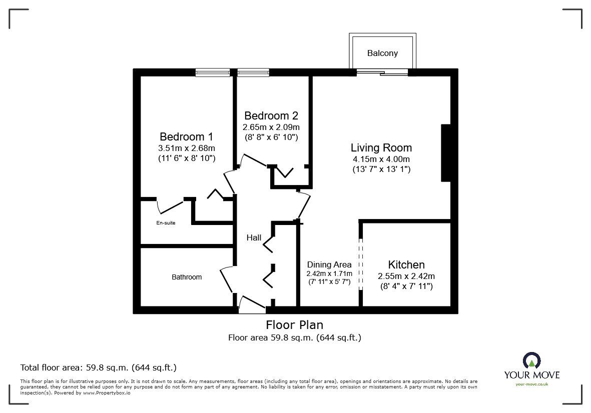 Floorplan of 2 bedroom Flat for sale, Regent Court, Roft Street, Shropshire, SY11