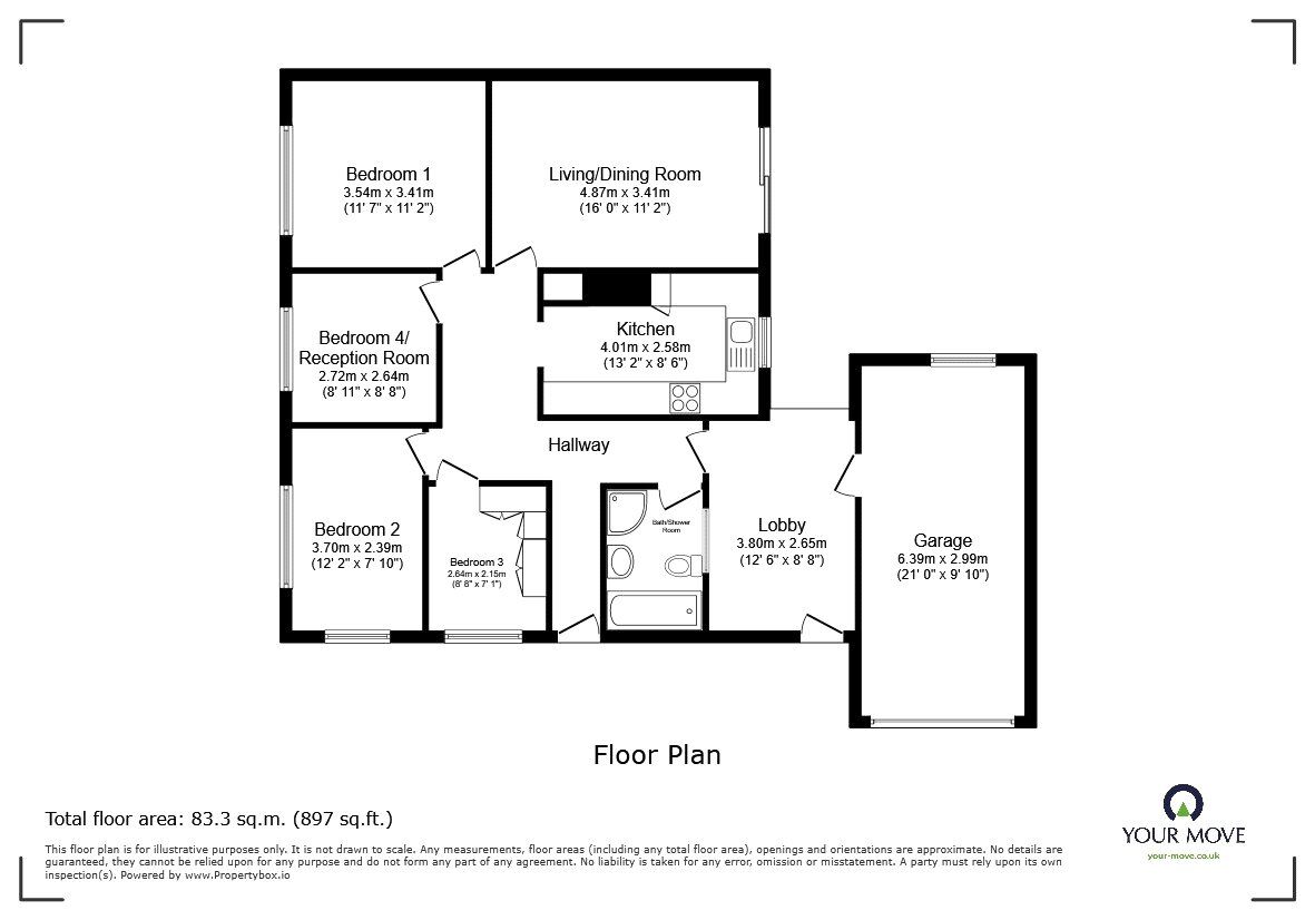 Floorplan of 4 bedroom Semi Detached Bungalow for sale, Bridgeman Road, Oswestry, Shropshire, SY11