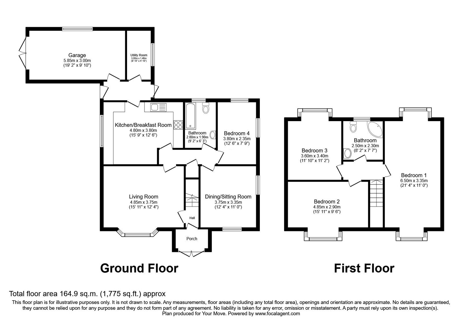 Floorplan of 4 bedroom Detached House for sale, Maserfield, Shropshire, SY11