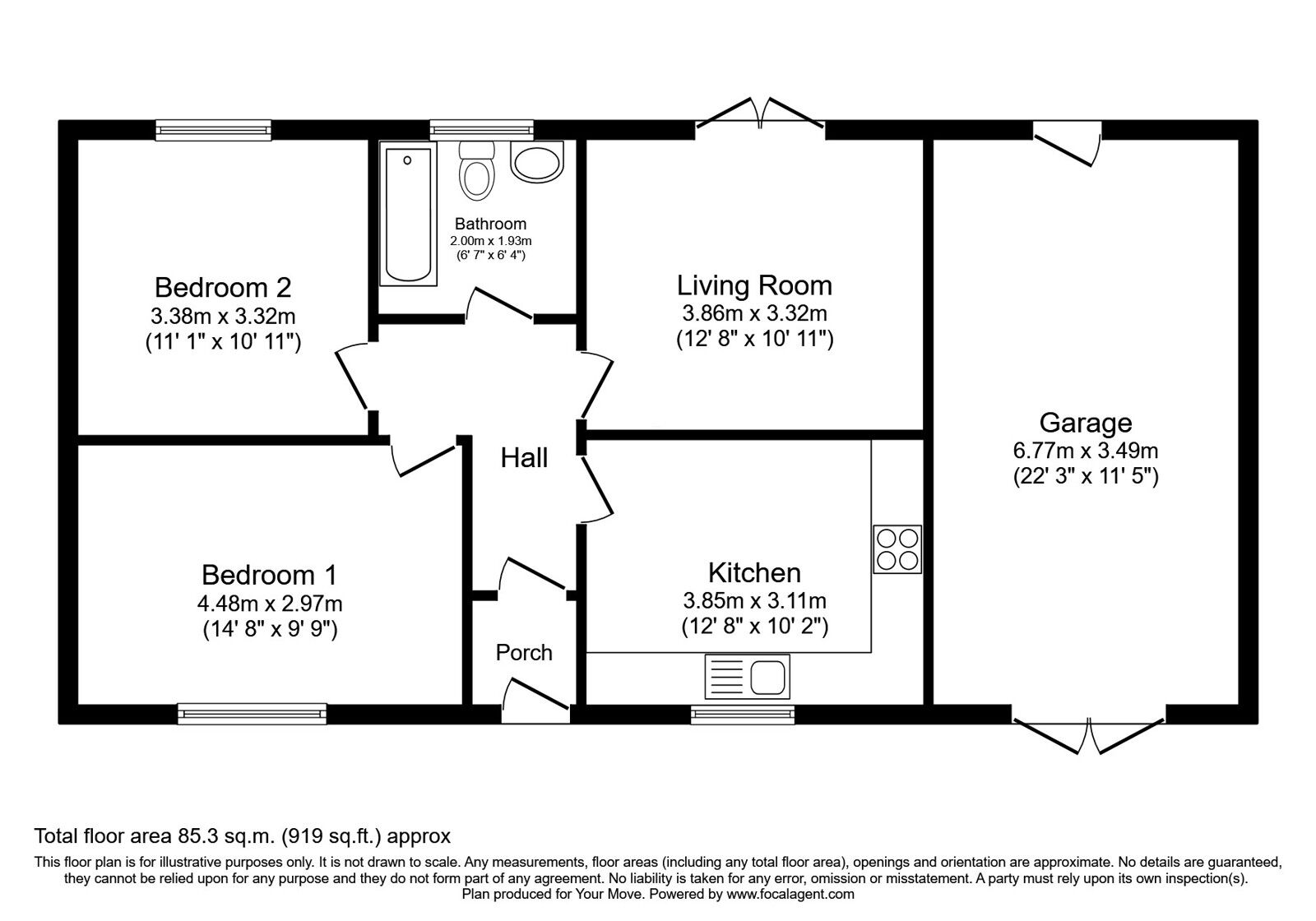 Floorplan of 2 bedroom Detached Bungalow for sale, Walnut Drive, St. Martins, Shropshire, SY11