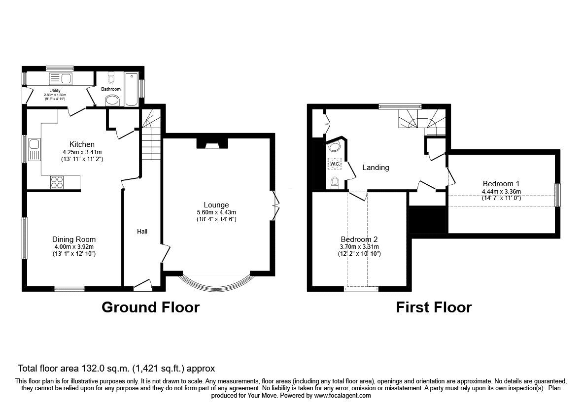 Floorplan of 2 bedroom Detached House for sale, Four Crosses, Llanymynech, Powys, SY22