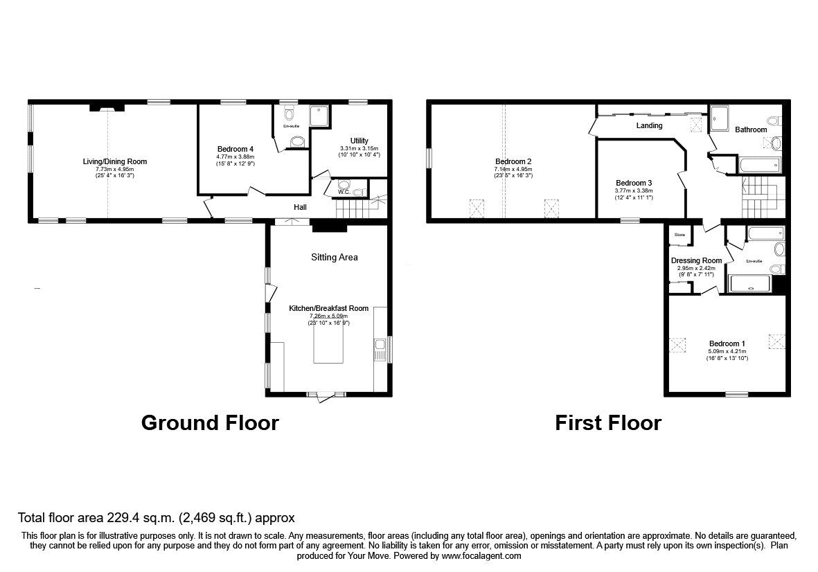 Floorplan of 4 bedroom Detached House for sale, Woodhill, Oswestry, Shropshire, SY10