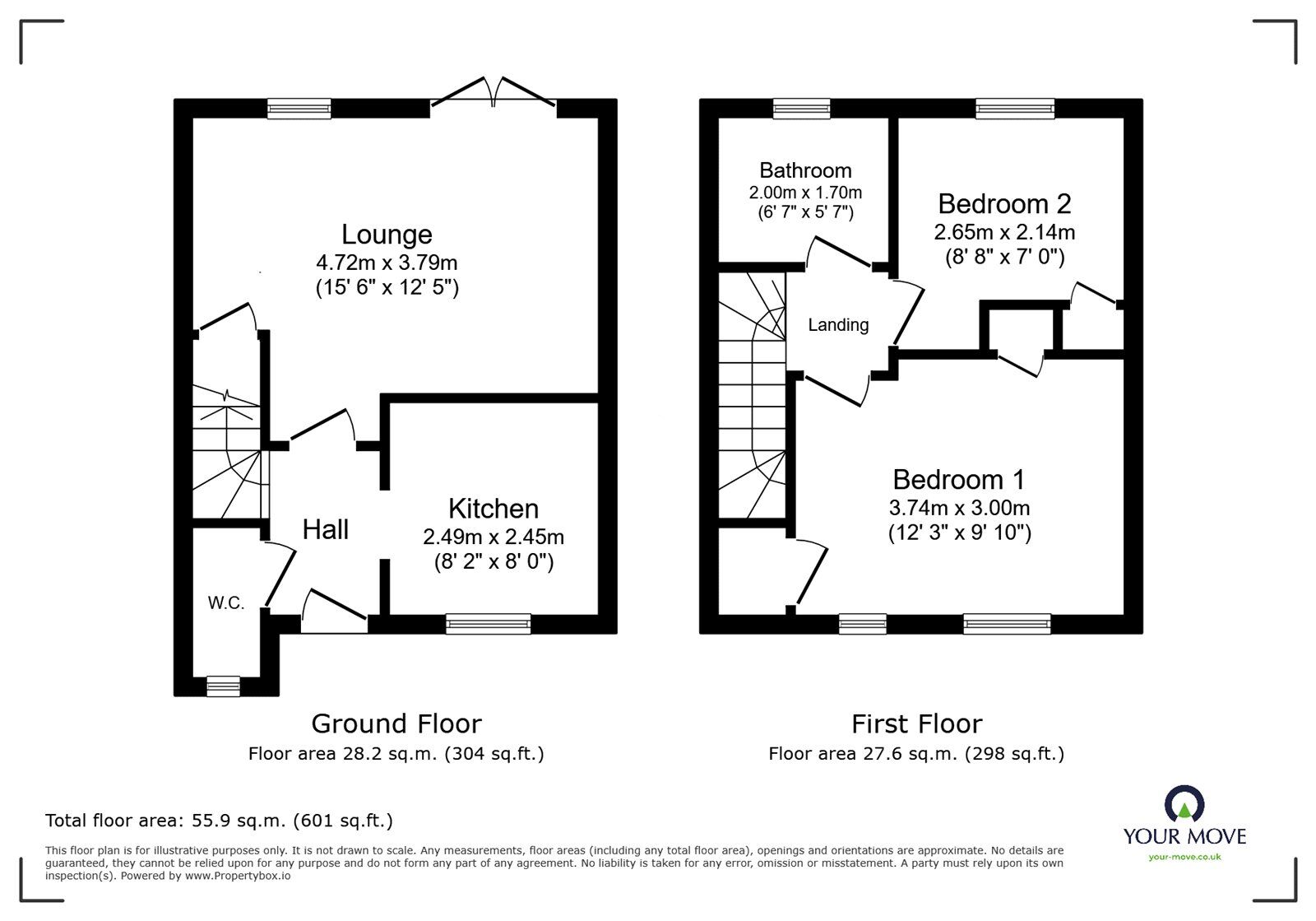 Floorplan of 2 bedroom Mid Terrace House for sale, Henley Drive, Oswestry, Shropshire, SY11