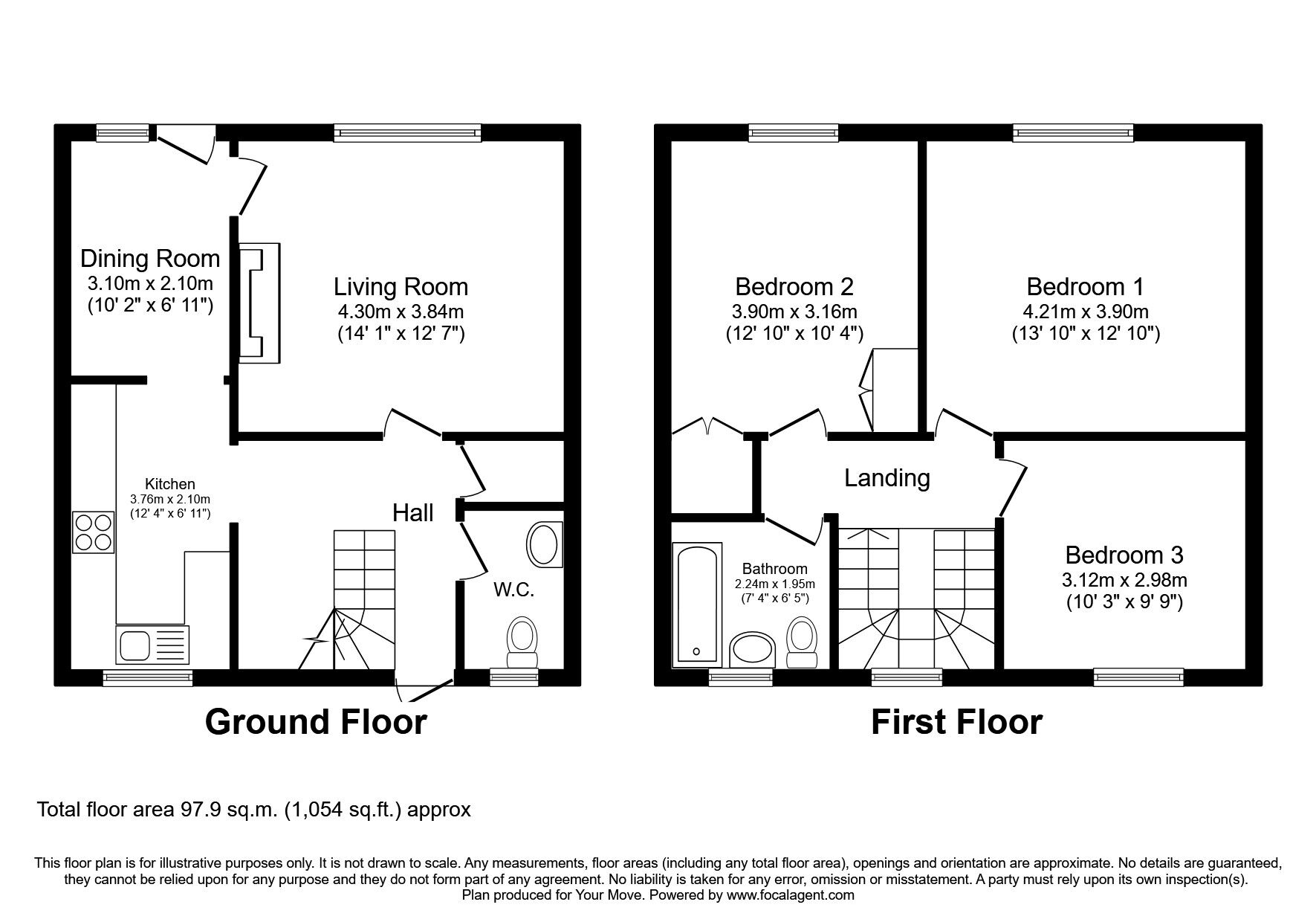 Floorplan of 3 bedroom Mid Terrace House for sale, Unicorn Road, Oswestry, Shropshire, SY11