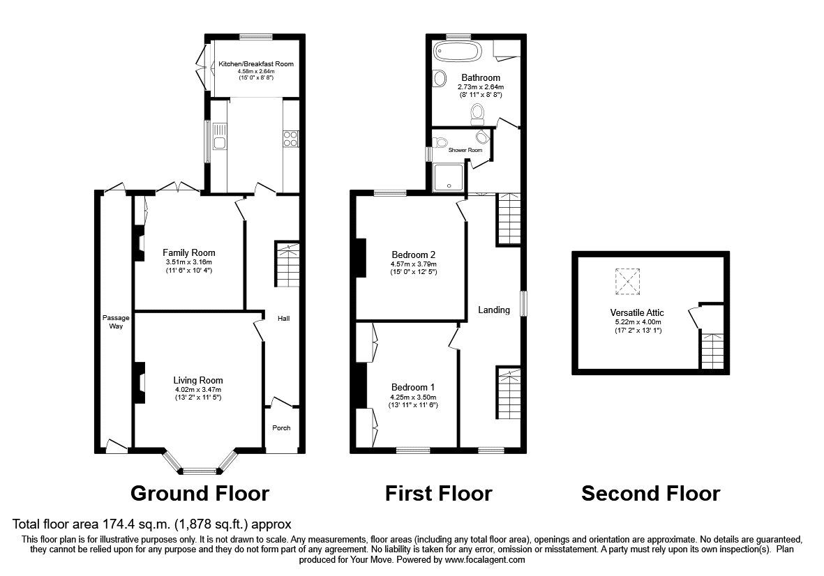 Floorplan of 2 bedroom End Terrace House for sale, Gatacre Road, Oswestry, Shropshire, SY11