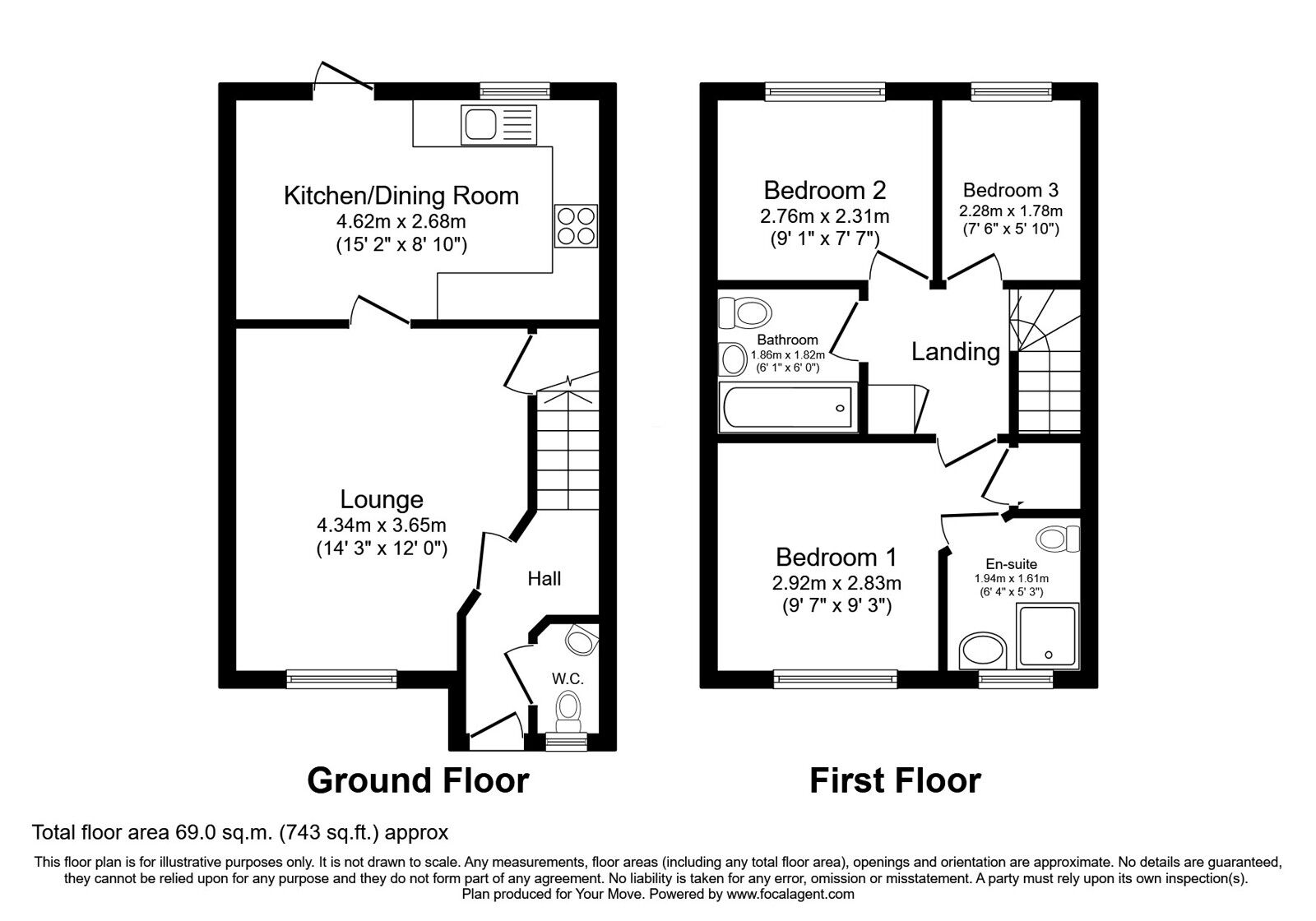 Floorplan of 3 bedroom Mid Terrace House for sale, Tetchill Brook Road, Ellesmere, Shropshire, SY12