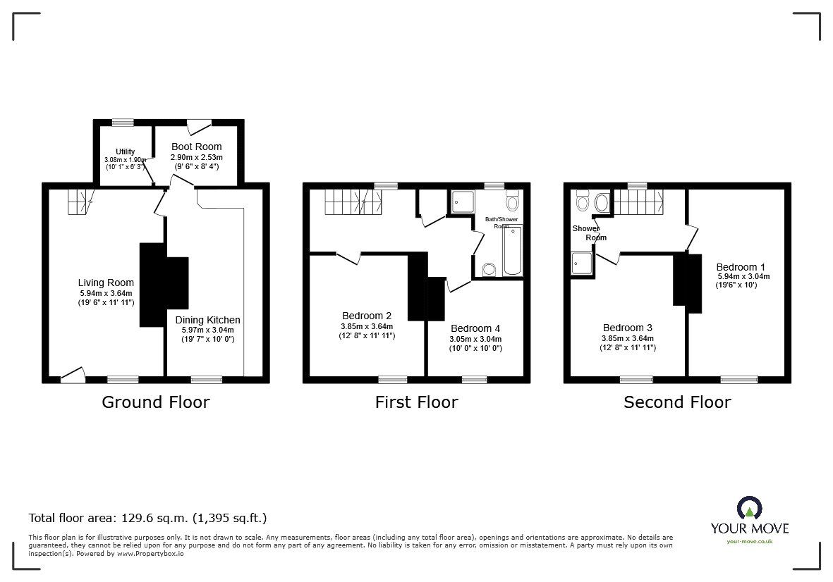 Floorplan of 4 bedroom Mid Terrace House for sale, Upper Brook Street, Oswestry, Shropshire, SY11