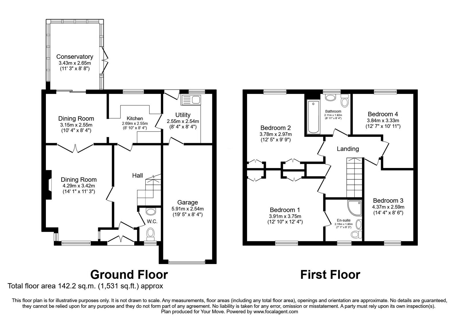 Floorplan of 4 bedroom Detached House for sale, Broadlands Way, Oswestry, Shropshire, SY11