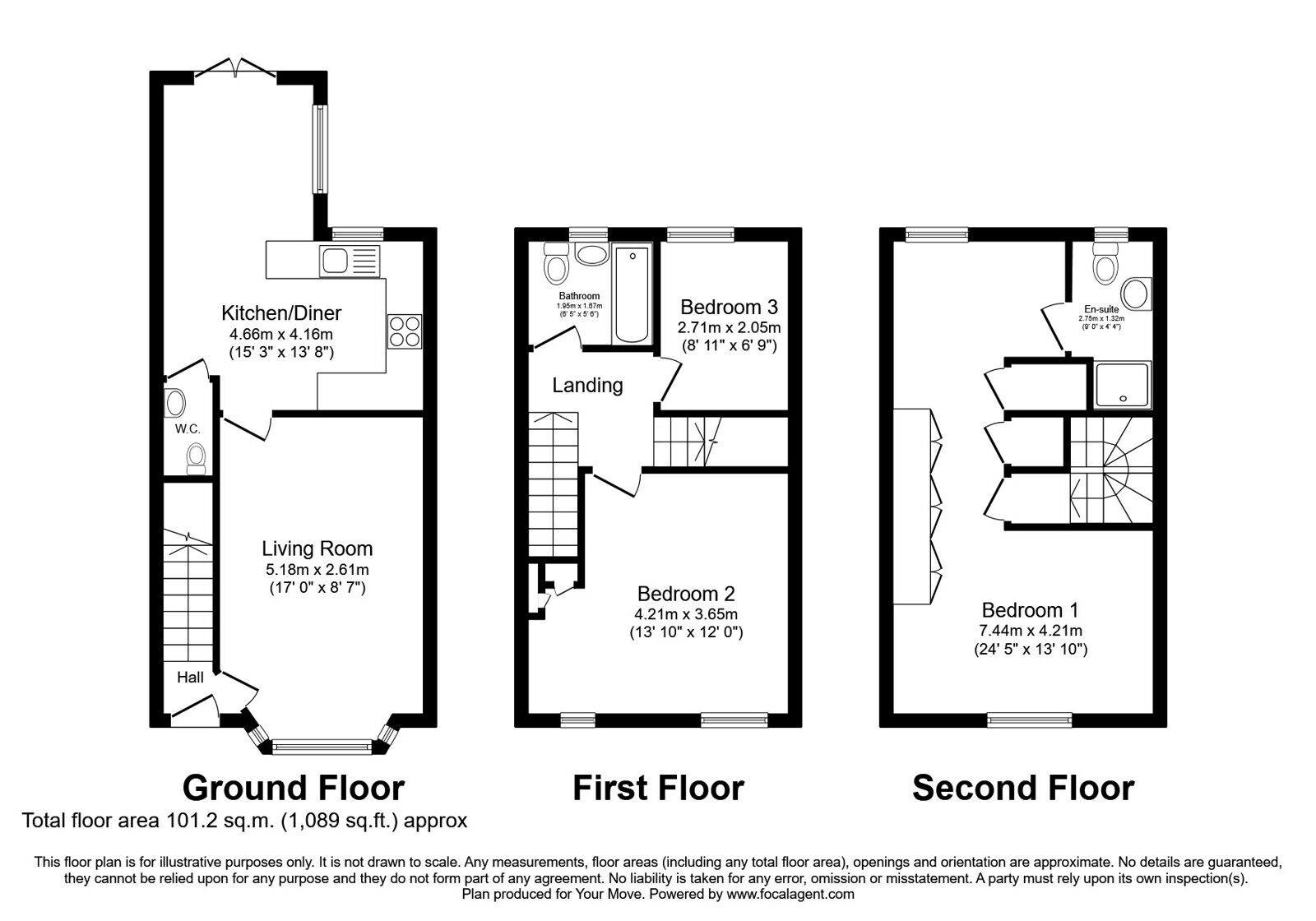 Floorplan of 3 bedroom End Terrace House for sale, Lakeholme Gardens, Oswestry, Shropshire, SY11