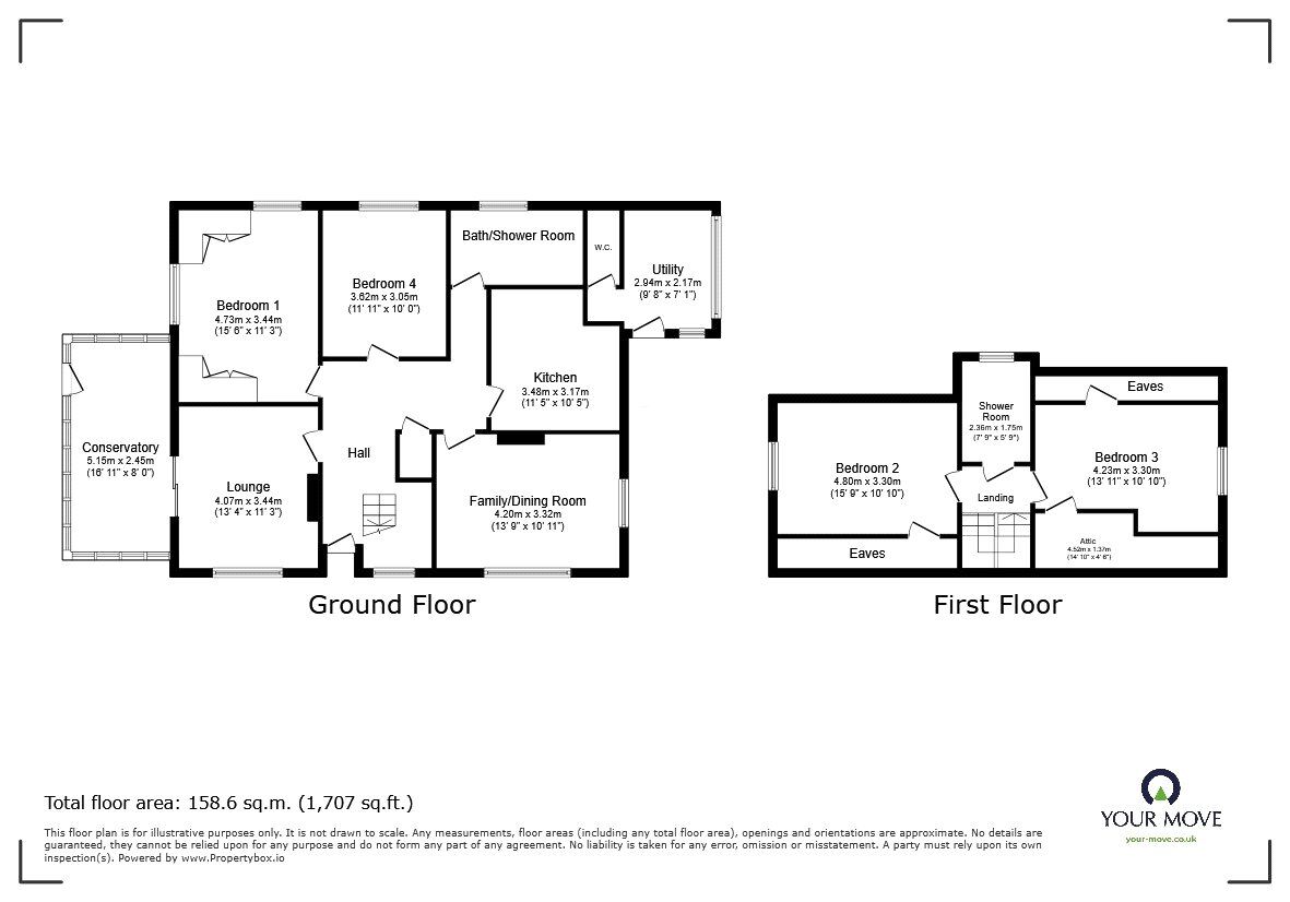 Floorplan of 4 bedroom Detached House for sale, Llynclys, Oswestry, Shropshire, SY10