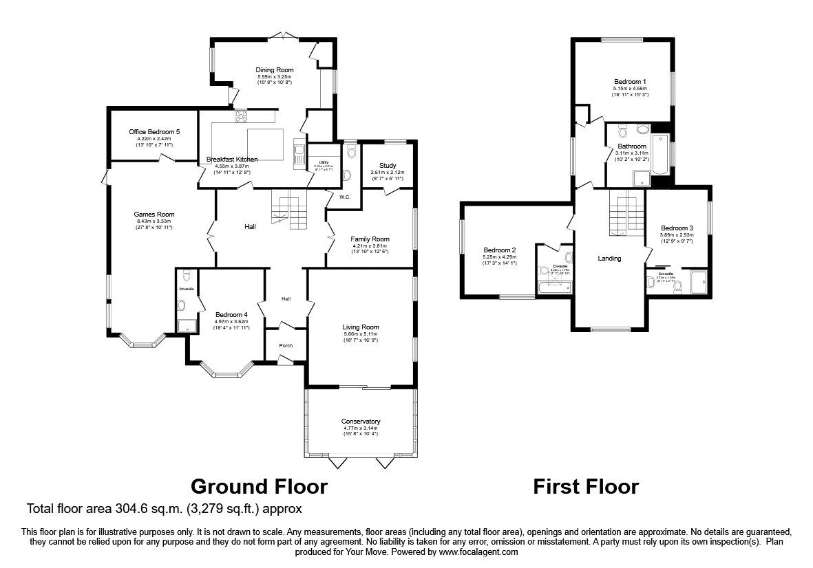 Floorplan of 4 bedroom Detached House for sale, Llansantffraid, Powys, SY22