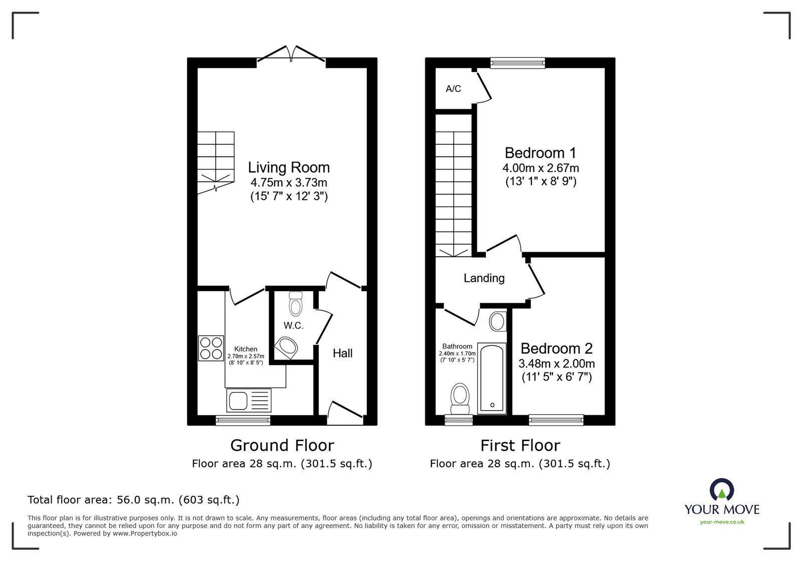 Floorplan of 2 bedroom End Terrace House for sale, Heritage Way, Llanymynech, Shropshire, SY22
