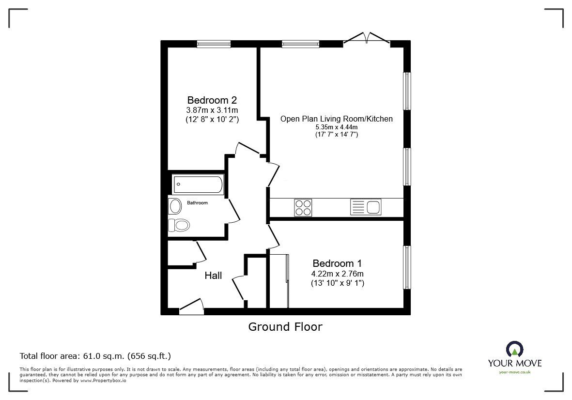 Floorplan of 2 bedroom Flat for sale, Lovett Place, Gobowen, Shropshire, SY11