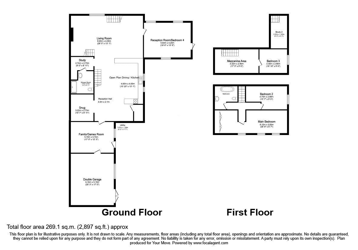 Floorplan of 4 bedroom Detached House for sale, Hengoed, Oswestry, Shropshire, SY10