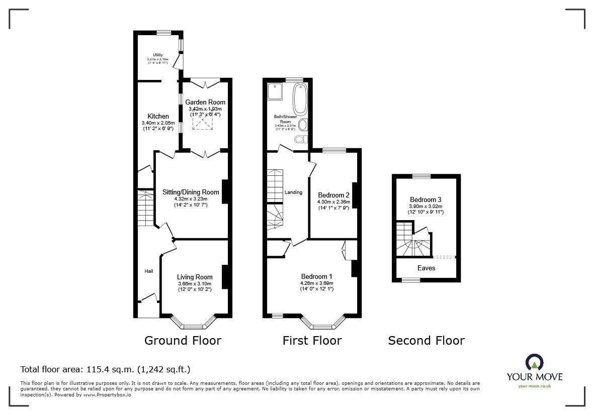 Floorplan of 3 bedroom Mid Terrace House for sale, Station Avenue, Chirk, Wrexham, LL14