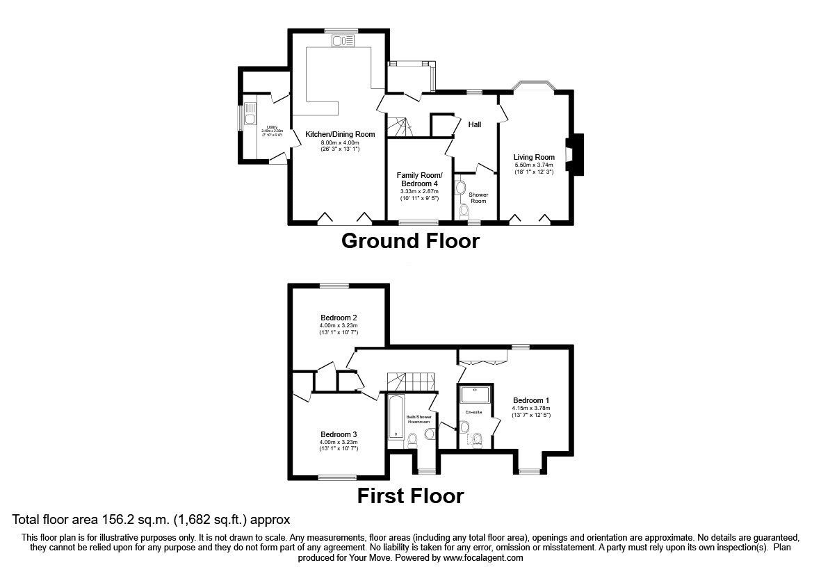 Floorplan of 4 bedroom Detached House for sale, Cae'r Ysgol, Llansantffraid, Powys, SY22