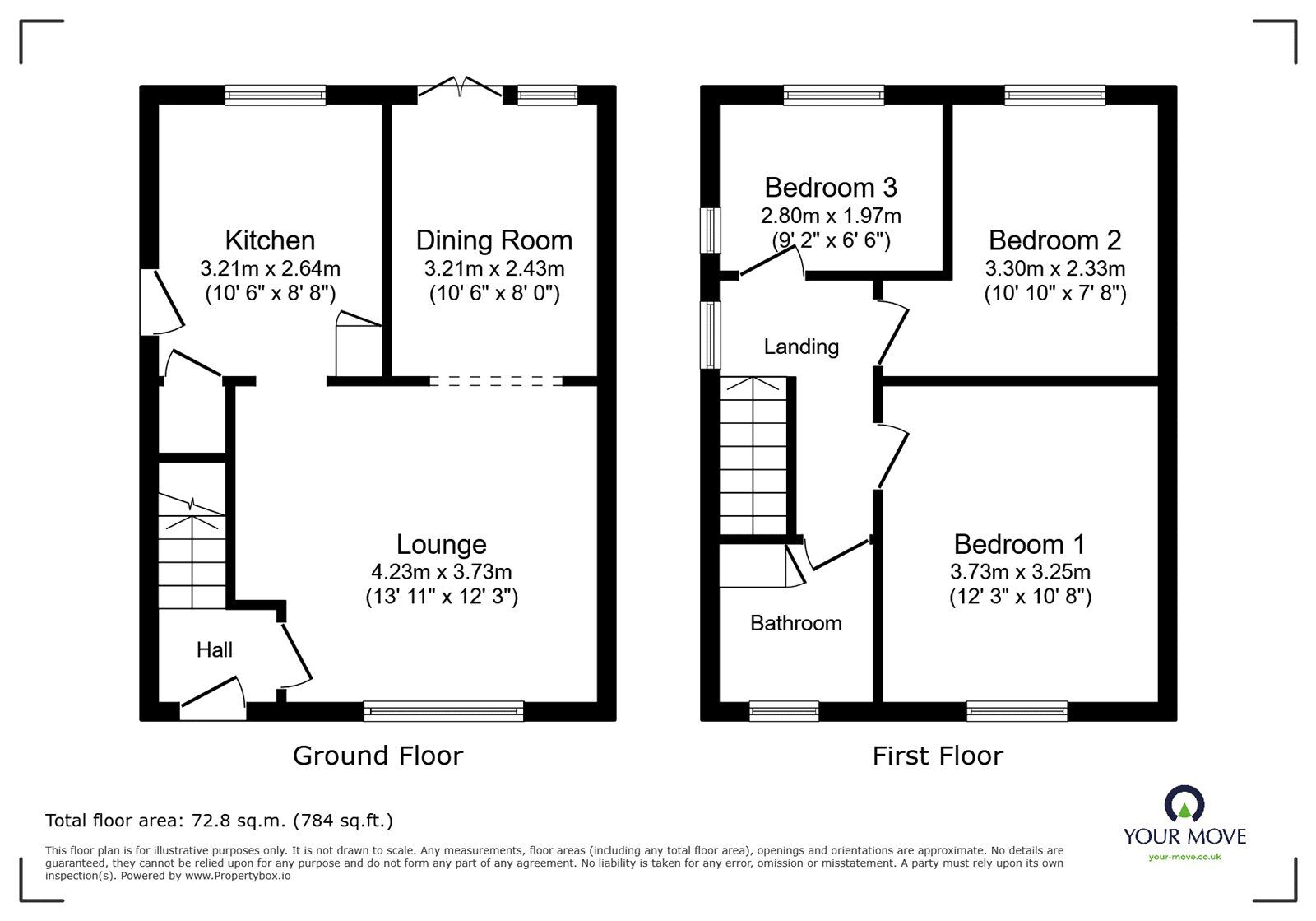 Floorplan of 3 bedroom Detached House for sale, Offa, Chirk, Wrexham, LL14