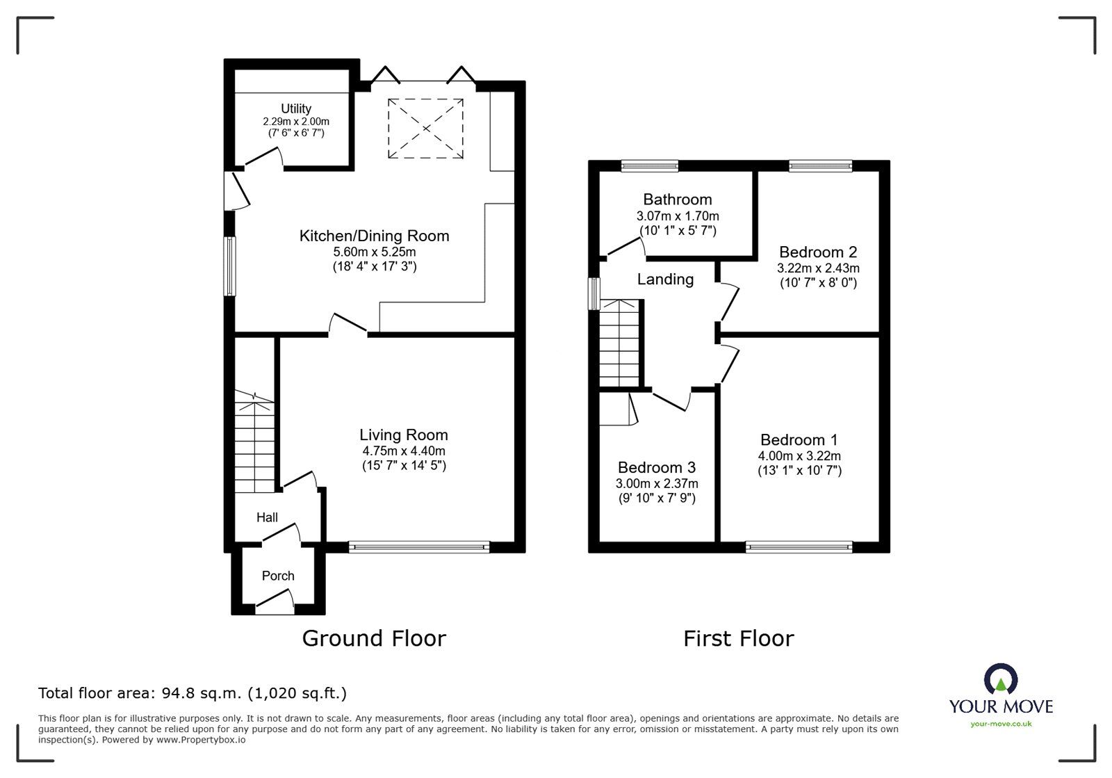Floorplan of 3 bedroom End Terrace House for sale, Blackfriars, Oswestry, Shropshire, SY11