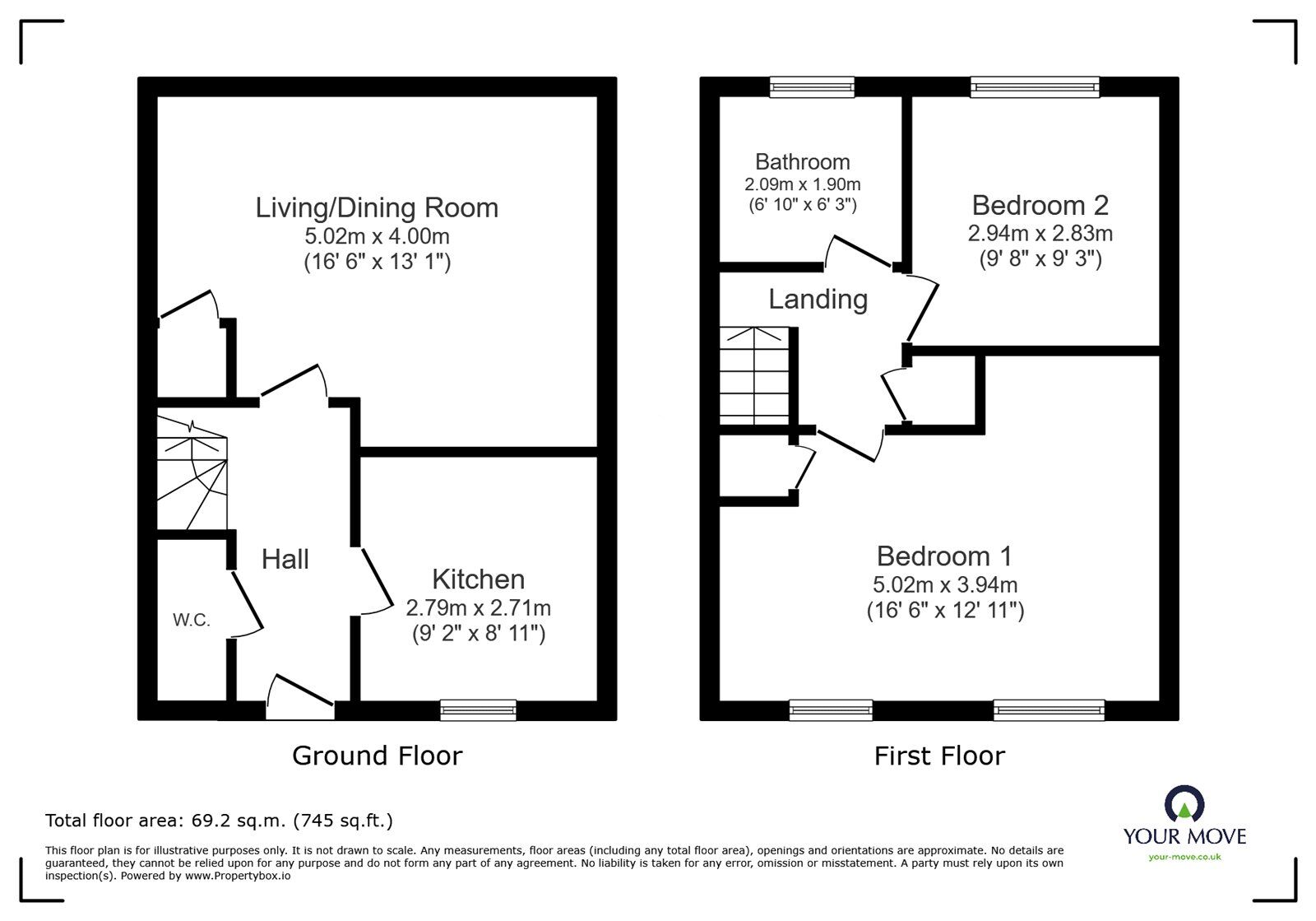 Floorplan of 2 bedroom End Terrace House to rent, Boundary Fields, Whittington, Shropshire, SY11