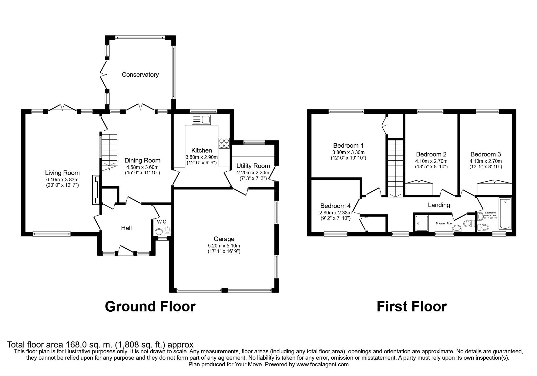 Floorplan of 4 bedroom Detached House for sale, Llanforda Rise, Oswestry, Shropshire, SY11