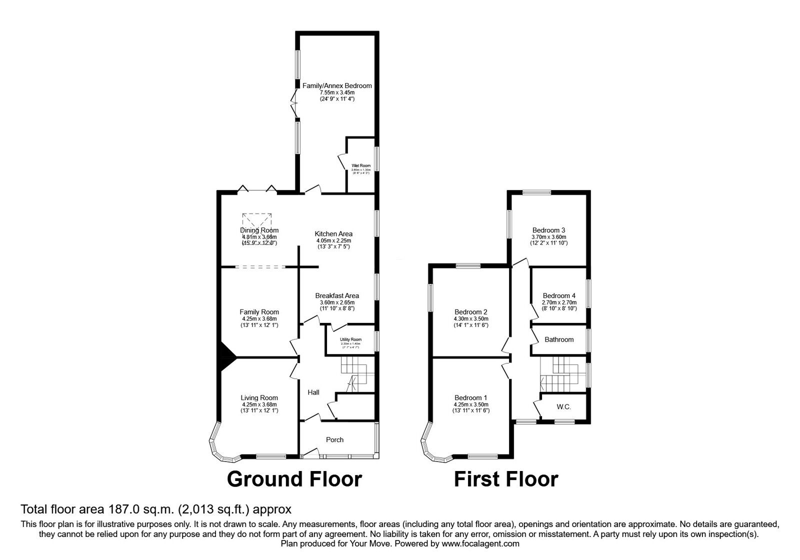 Floorplan of 4 bedroom Detached House for sale, Brynhafod Road, Oswestry, Shropshire, SY11