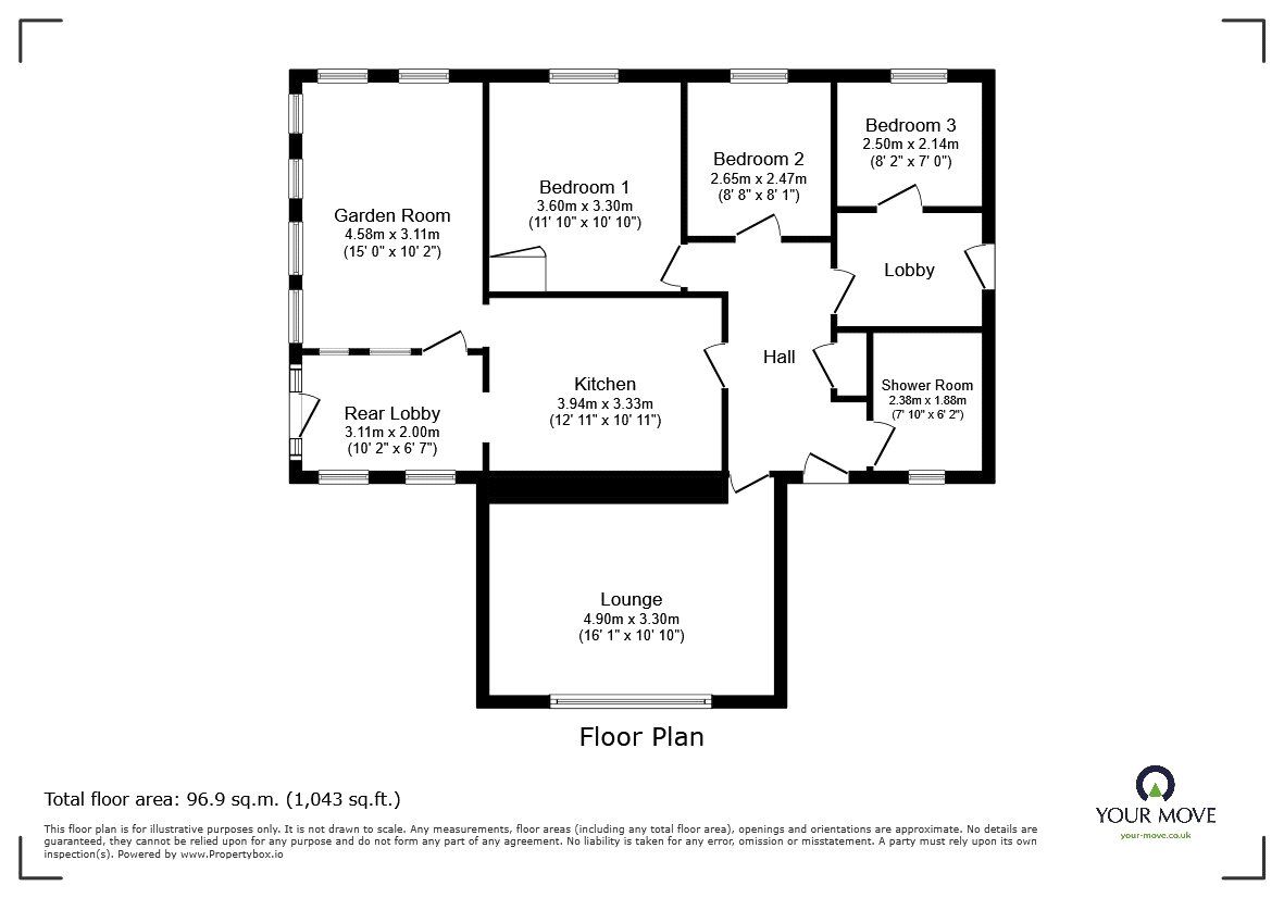 Floorplan of 3 bedroom Detached Bungalow for sale, Knockin Heath, Oswestry, Shropshire, SY10