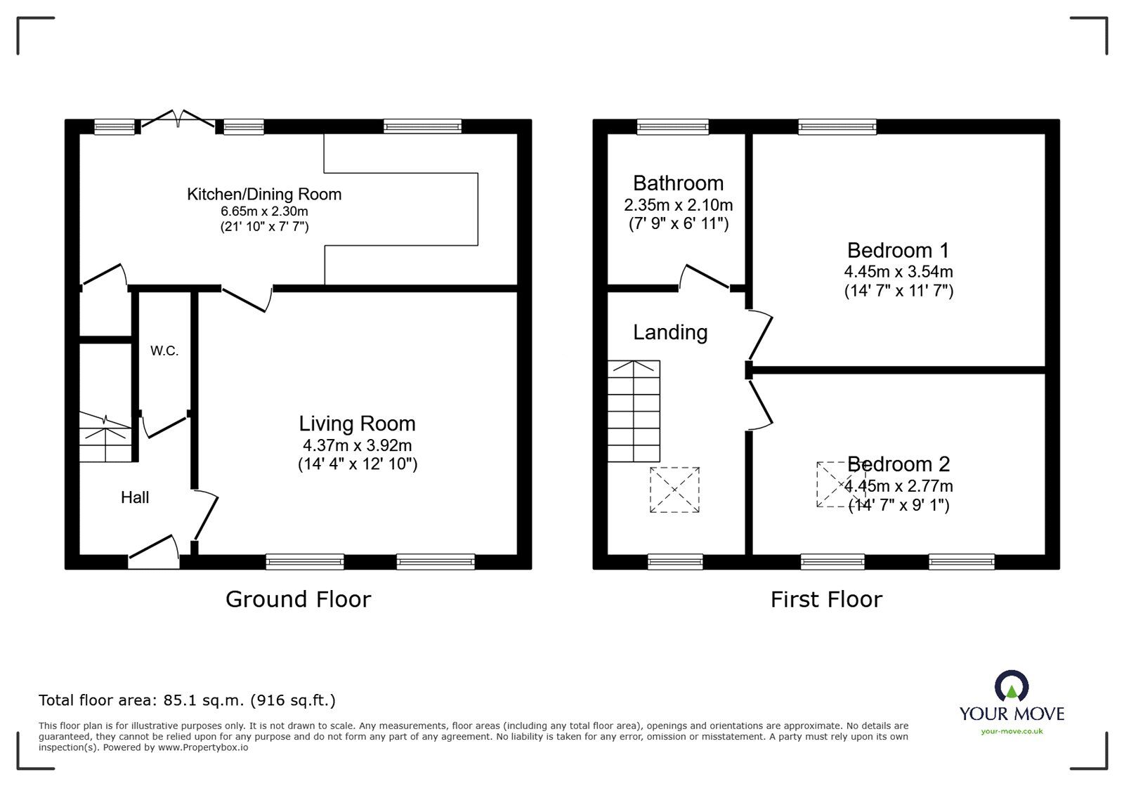 Floorplan of 2 bedroom End Terrace House for sale, Park Avenue, Oswestry, Shropshire, SY11