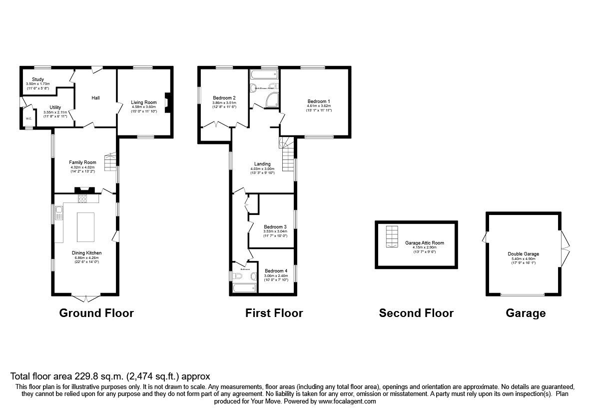 Floorplan of 4 bedroom Detached House for sale, Maesbury Marsh, Oswestry, Shropshire, SY10