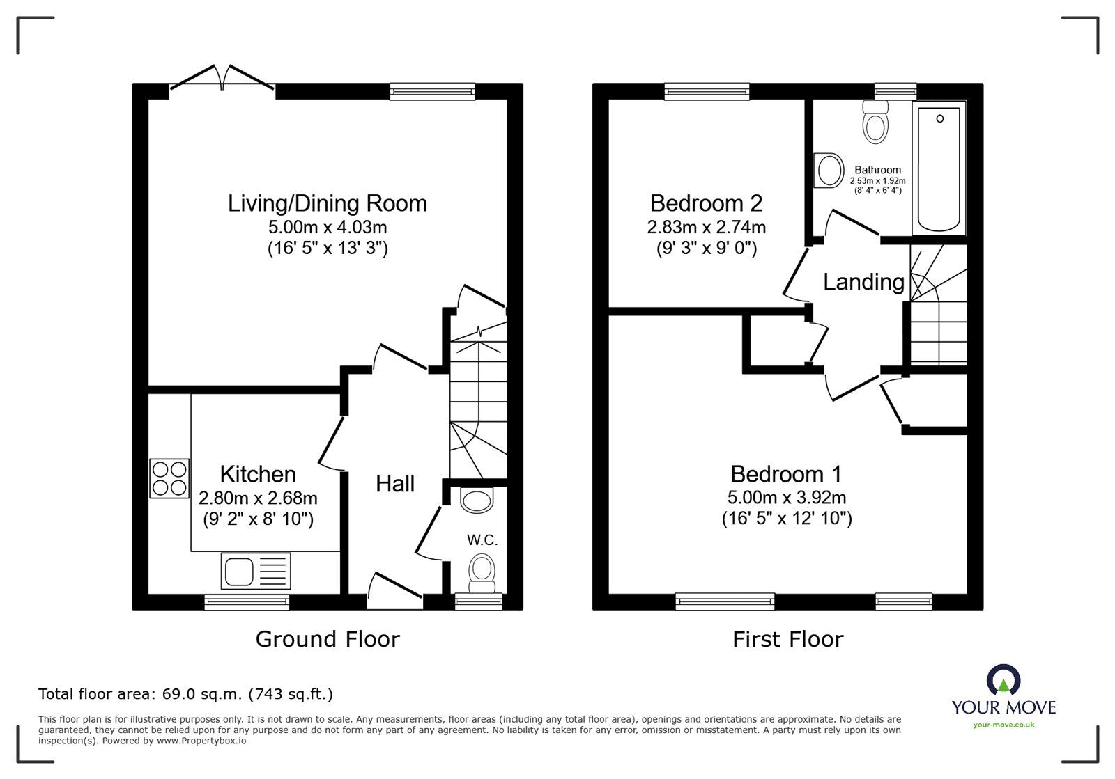 Floorplan of 2 bedroom Semi Detached House for sale, Fernhill Lane, Gobowen, Shropshire, SY11
