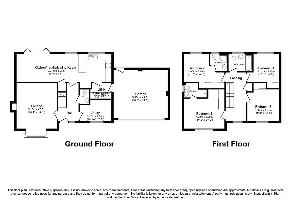 Floorplan of 4 bedroom Detached House for sale, Kingfisher Way, Morda, Shropshire, SY10