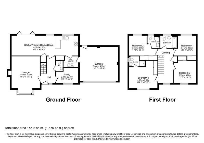 Floorplan of 4 bedroom Detached House for sale, Kingfisher Way, Morda, Shropshire, SY10