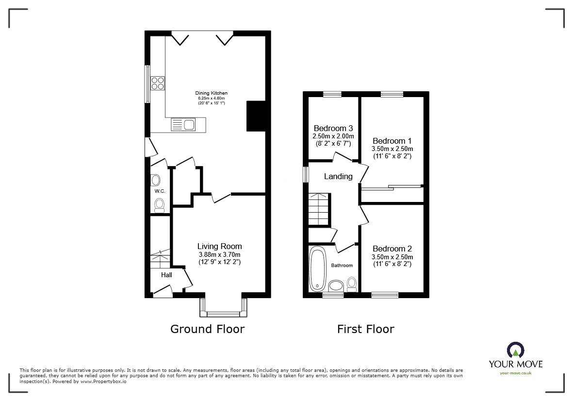Floorplan of 3 bedroom Detached House for sale, Parc Hafod, Four Crosses, Powys, SY22