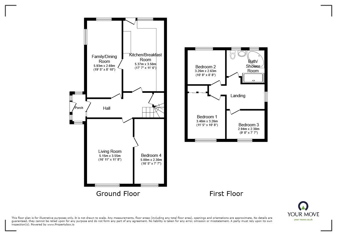 Floorplan of 4 bedroom Detached House for sale, Windsor Road, Oswestry, Shropshire, SY11
