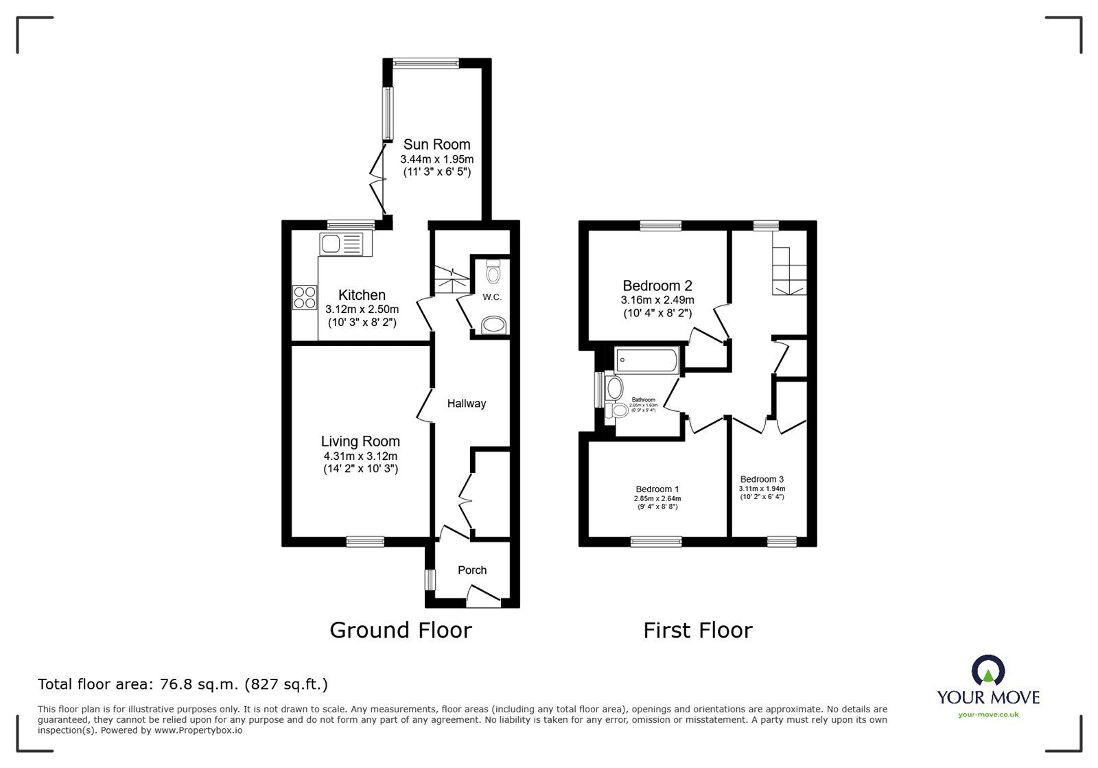 Floorplan of 3 bedroom Semi Detached House for sale, Border Close, Oswestry, Shropshire, SY11