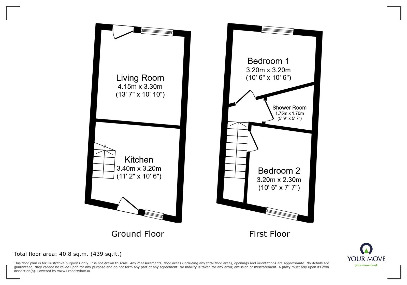 Floorplan of 2 bedroom Mid Terrace House for sale, Prince Street, Oswestry, Shropshire, SY11