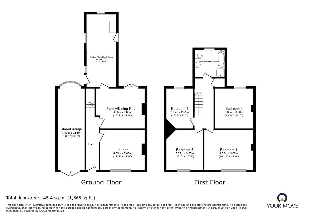 Floorplan of 4 bedroom Mid Terrace House for sale, Willow Street, Oswestry, Shropshire, SY11