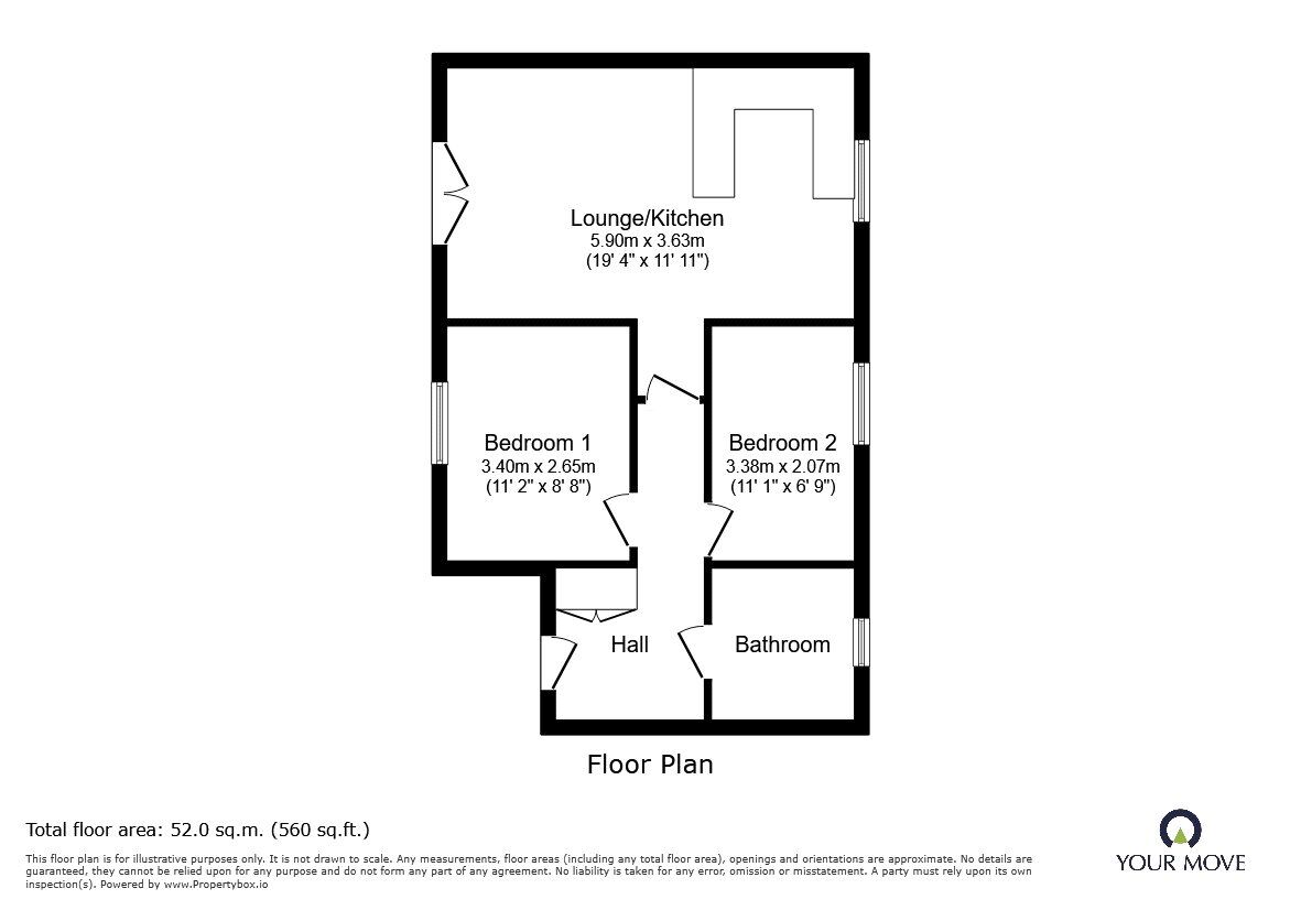 Floorplan of 2 bedroom Flat to rent, Oak Street, Oswestry, Shropshire, SY11