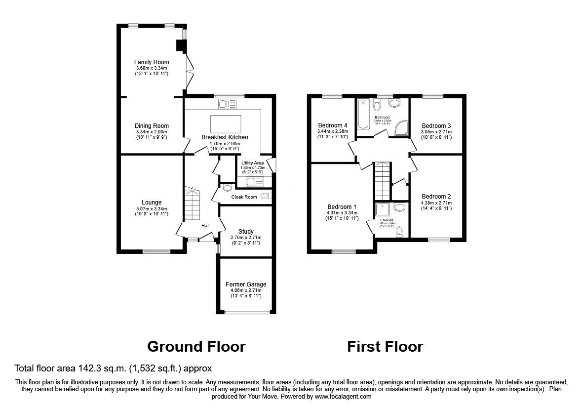 Floorplan of 4 bedroom Detached House for sale, Maes Y Berwyn, Chirk, Wrexham, LL14