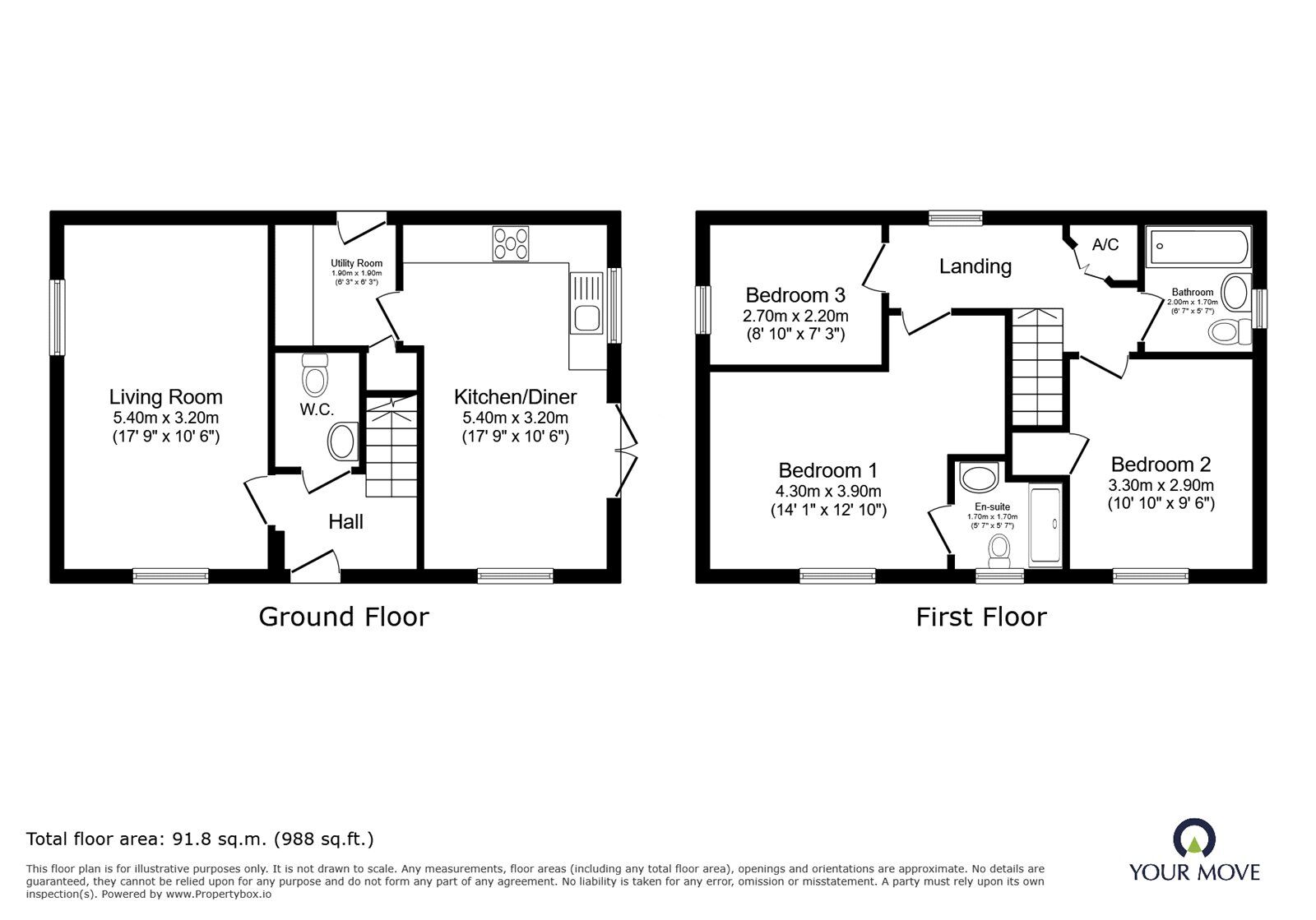 Floorplan of 3 bedroom Detached House for sale, Glentworth View, Morda, Shropshire, SY10