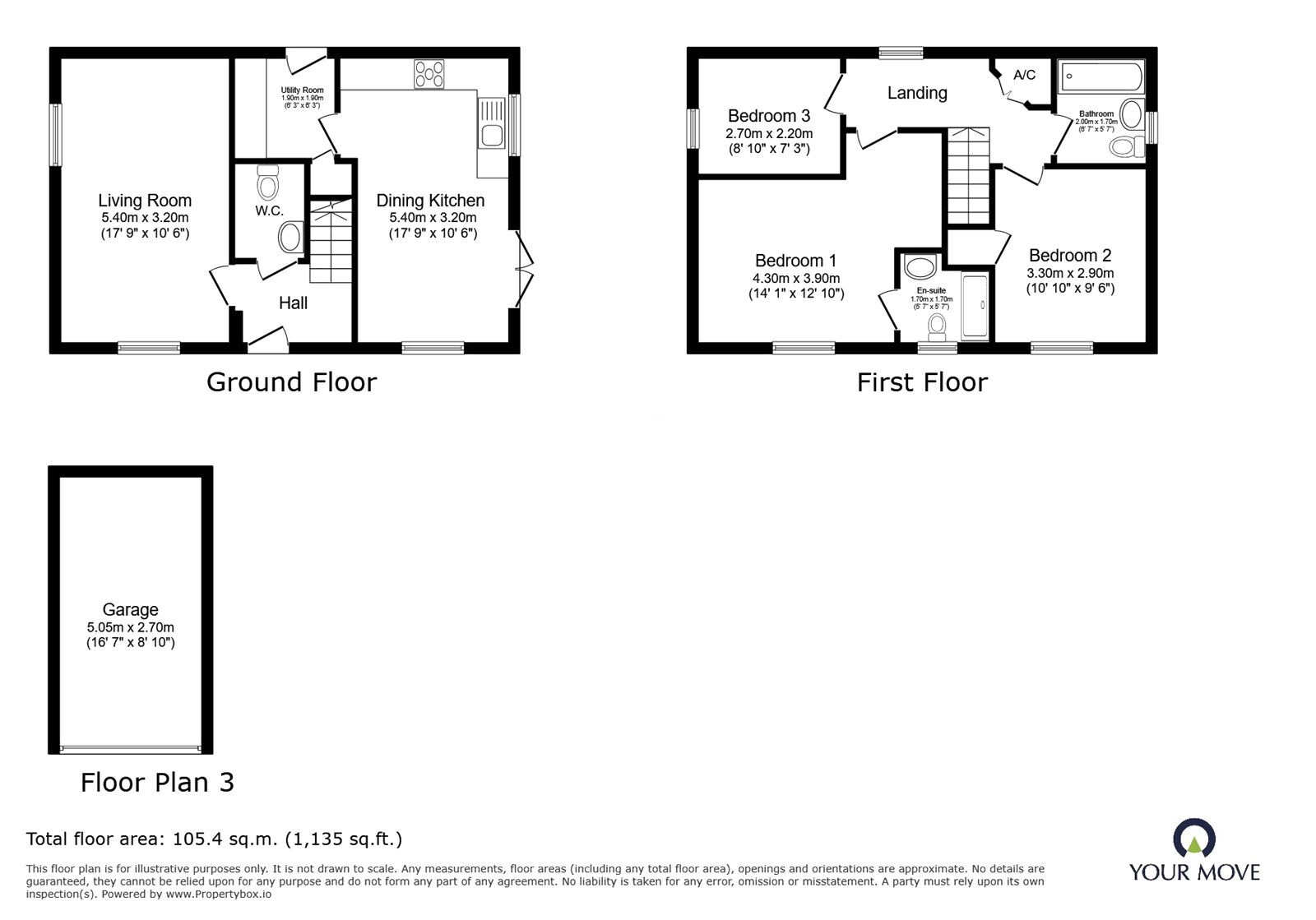 Floorplan of 3 bedroom Detached House for sale, Glentworth View, Morda, Shropshire, SY10