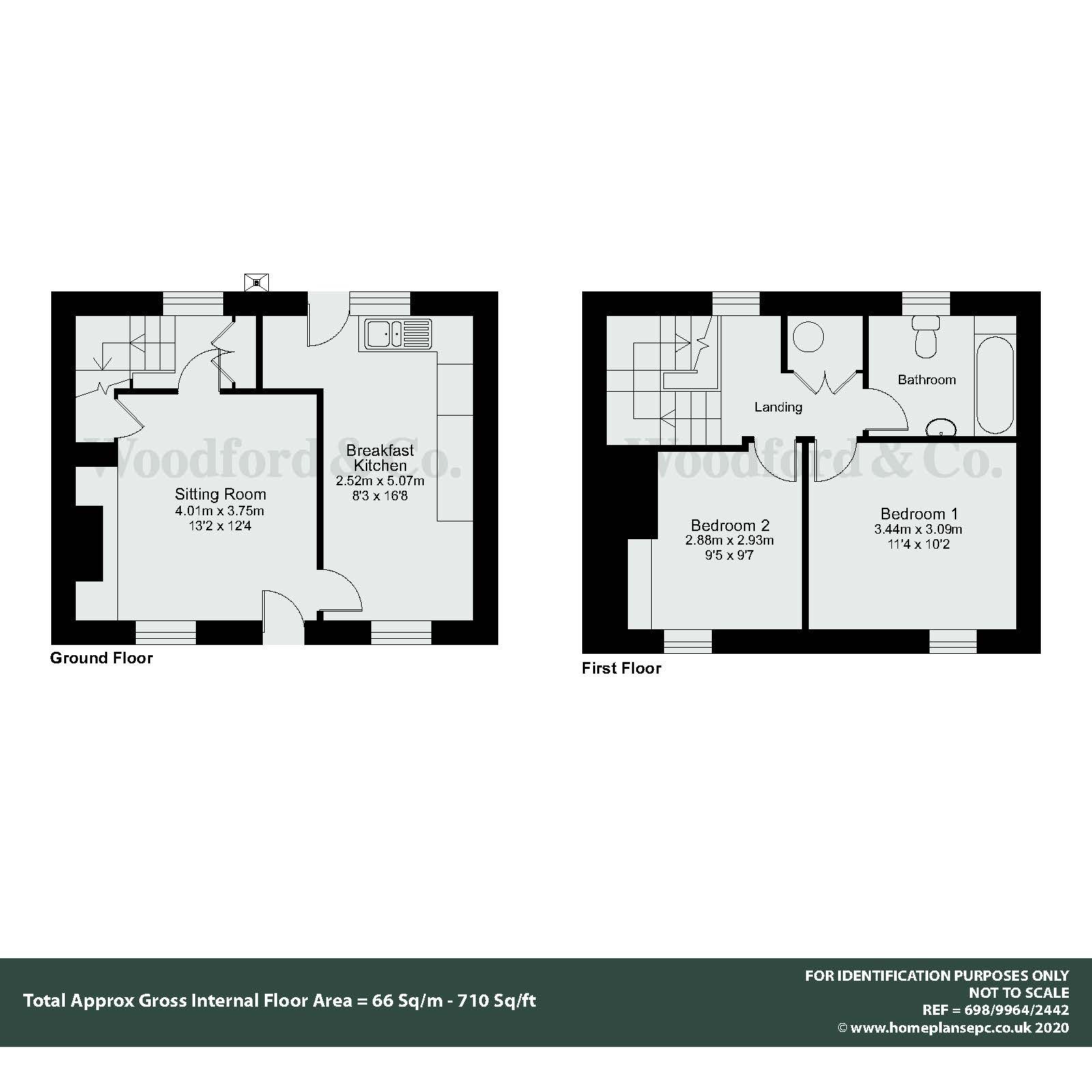 Floorplan of 2 bedroom End Terrace House to rent, Deene, Near Corby, Northamptonshire, NN17