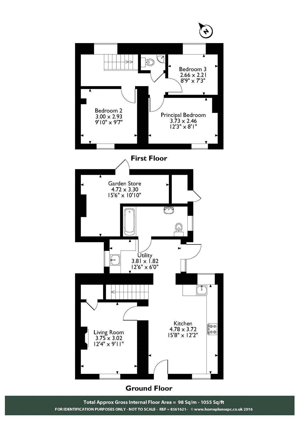Floorplan of 3 bedroom Mid Terrace House to rent, Deene, Near Corby, Northamptonshire, NN17