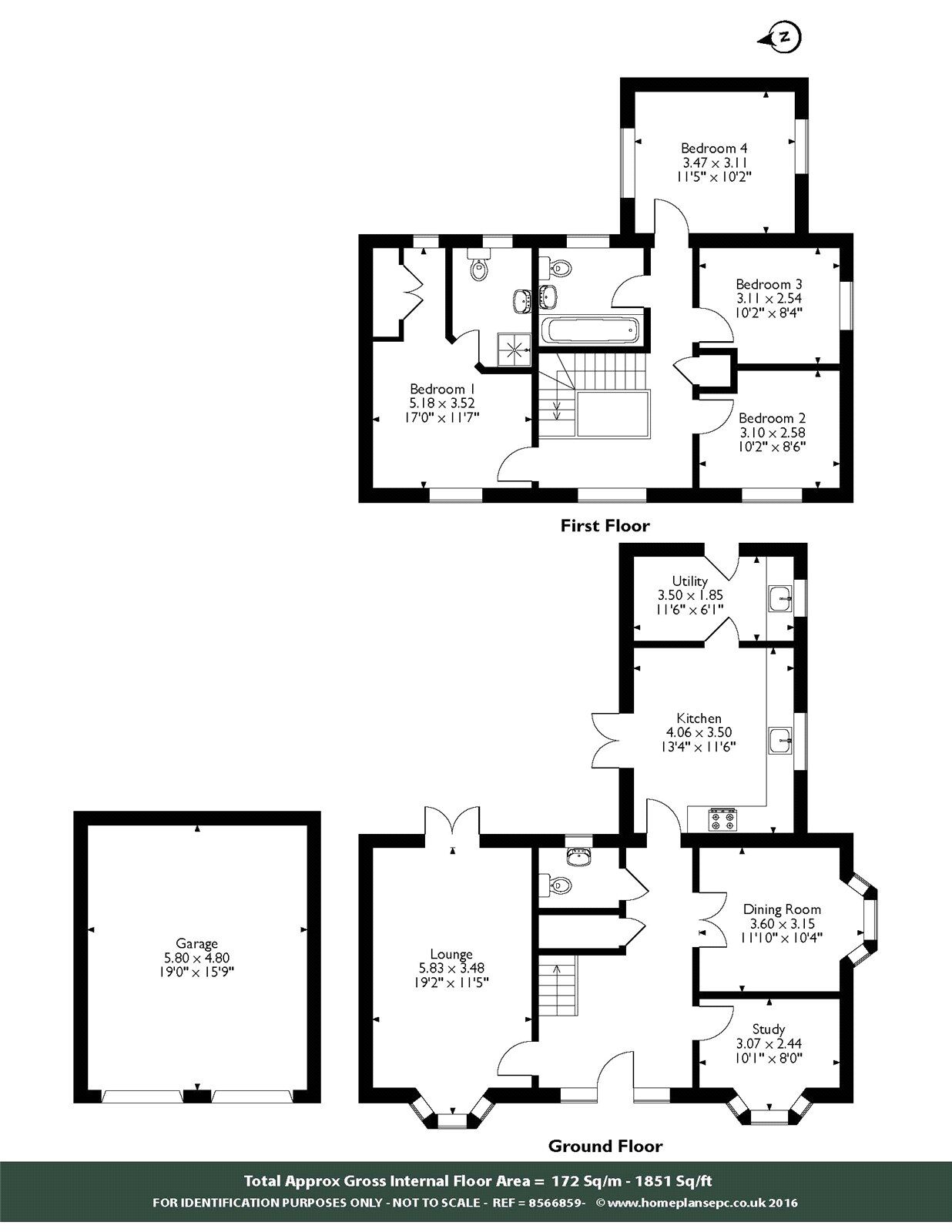 Floorplan of 4 bedroom Detached House to rent, Hillfield Road, Oundle, Peterborough, PE8